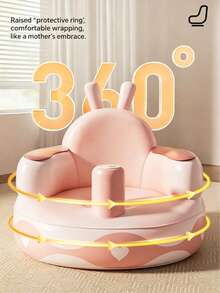 1 buah Bantal Kursi Tiup Kartun, Pompa Udara Terintegrasi, Kursi Bayi Tiup Portabel, Cocok untuk Bayi Usia 3-36 Bulan, Bantal Lantai - MultiWarna - View 5