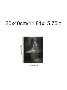 1 pieza Impresión gótica de fantasma oscuro, rosa del cementerio, fantasma en el cementerio bajo la luz de la luna, regalo ideal, adecuado para dormitorio, sala de estar, oficina, arte de pared, decoración de pared, decoración del hogar, decoración de la habitación, arte de pared en lienzo, pósteres, arte de pared con marco, marco opcional - 1 unidad - Ver 29