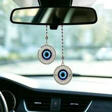 Car Interior Pendant, Fully Rhinestone-Studded Hollow Evil Eye, Can Decorate Car Rearview Mirror, Car Interior Pendant - Evil Eye - View 2