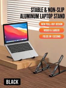 筆電桌上支架 可調高可折疊便攜式鋁合金筆電支架，相容 MacBook Air Pro、Surface、Chromebook、Pro、HP 及其他 10-15.6 吋筆電與平板電腦，可調式人體工學設計，10 段可調高度，可根據實際需求調整至舒適操作角度與高度，維持正確姿勢，輕鬆打字 - 款式A - 查看 3