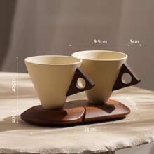 Limoges France Gift Coffee Set - Pour-Over Coffee Couple Mugs, Vintage Textured Cappuccino Cup & Saucer, Patented Anti-Splatter Funnel Design, Handmade Ceramic For Espresso Lovers - Multicolor - View 18