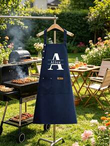 1pc Customizable Name Apron - Durable And Comfortable Neutral Kitchen Workwear, Easy To Care For, Practical Design With Pockets And Adjustable Shoulder Straps, Suitable For Cooking Enthusiasts - Multicolor - View 5