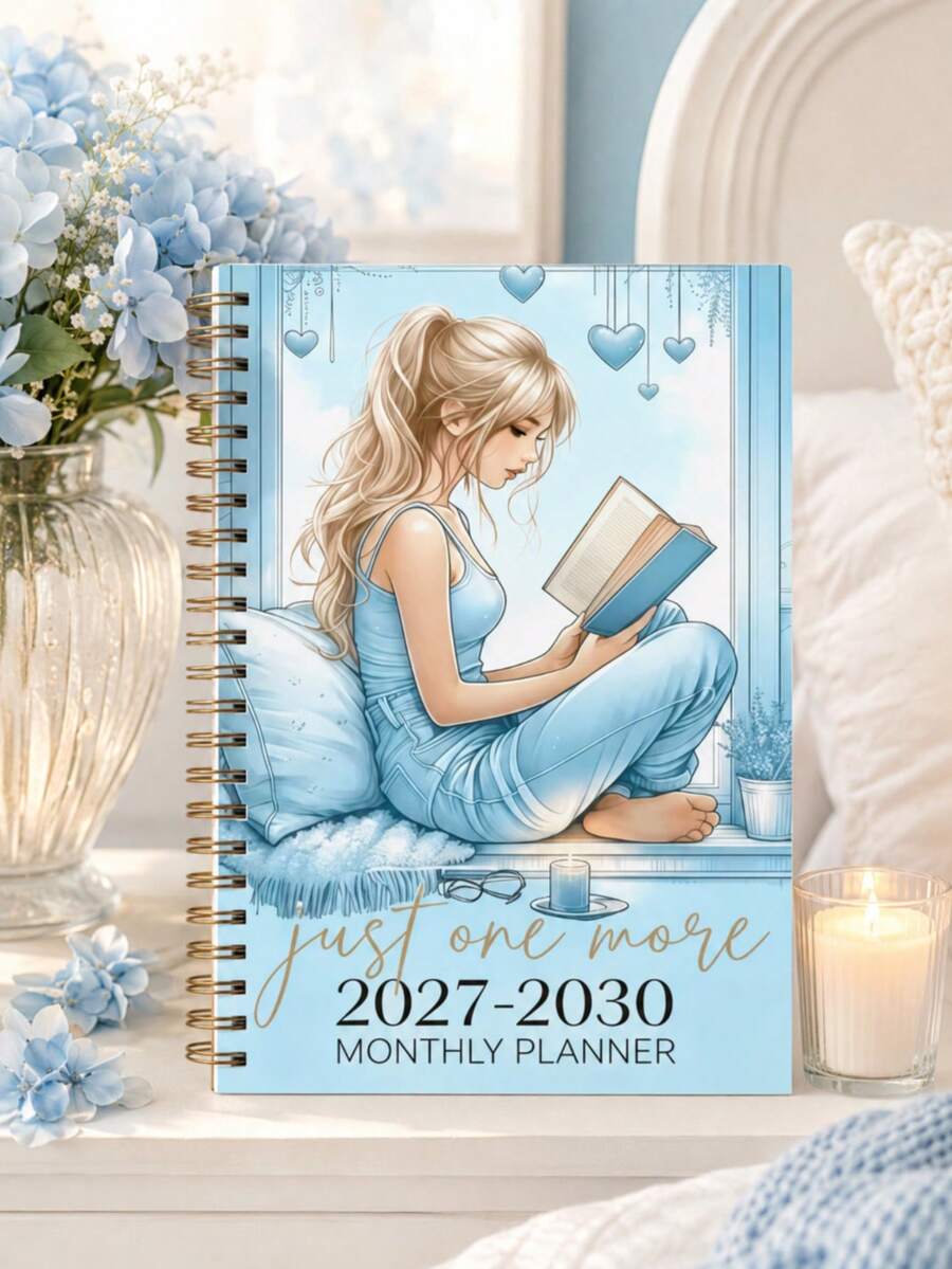 2027-2030 月計畫本,4年學期月曆計畫筆記本,女孩閱讀封面,60個月長期規劃本,適用於學校、工作與日常規劃,142頁,返校用品、辦公桌配件、居家必需品 - A5 - 查看 1
