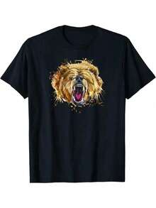 Camiseta de hombre de 180gsm 100% algodón con estampado de oso rugiente - Gráfico realista de oso grizzly y kodiak, camiseta blanca casual de manga co - nero - Visualizzare 1