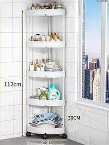 1-Piece Modern Style 3/4/5-Tier Corner Shelf, Foldable, Requires Self-Assembly, Suitable For Bathroom, Kitchen, Cosmetics And Toiletries, Multi-Functional Storage Basket - Multicolor - View 13