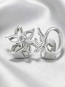 Personalized Fashionable Flower-Shaped Hollow Design With Two Cool Halloween Teeth Ornaments And Hip-Hop Style - Dentures - View 4