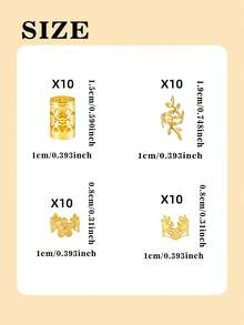 40个/套复古梅花发圈 - 时尚发夹，适合女性和女孩，波西米亚风格 - 发饰，编织发饰，头部饰品，发夹 - 金色 - 查看 8
