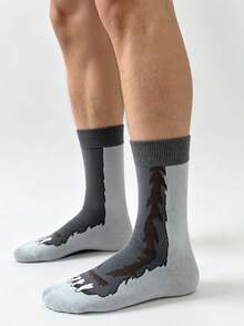 1/4/8 pares de calcetines de media caña para hombre con patrón creativo de garra de oso, transpirables, cómodos y divertidos, adecuados para uso casual diario y como regalo de cumpleaños - Multicolor - Ver 4
