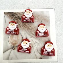 6件組樹脂聖誕老人吊墜，附「Merry Christmas」文字設計，適合DIY珠寶手工，完美用於派對配件、耳環、項鍊、包包 - 聖誕老人字牌吊墜 - 查看 4