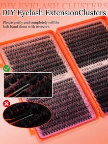 800/740/720pcs High-Volume DIY False Eyelashes, 8-16mm Mixed Length D Curl Natural Look False Eyelashes, Extra Thick And Fluffy, Friendly To Beginners, Suitable For Daily Use And Outgoing, Party, Festival And Travel Using,Styles Mixed Eyelashes - D - View 8
