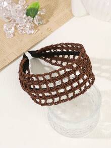 1Pc French Retro Hollow Out Crochet Headband, Sweet Wide Band Hair Accessory, Perfect For Daily Date Vacation - Multicolor - View 12