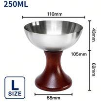 1pc 304 Stainless Steel Footed Ice Cream Cup With Wood Pedestal Base Multipurpose Dessert Bowl For Cafe Restaurant Home Use - Multicolor - View 14