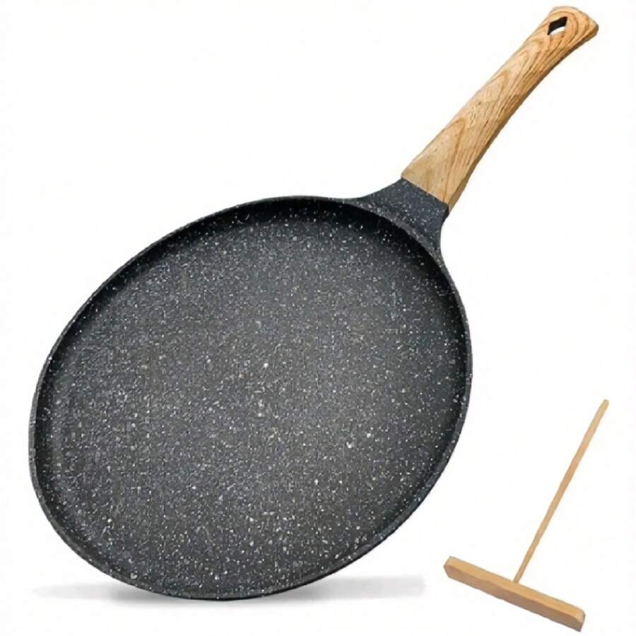 1 StüAntihaft-Pfannkuchenpfanne – für Pfannkuchen, Omeletts & Steaks, inkl. Holzspatel, praktisches Küchenutensil für Zuhause, Esszimmer & Grill - Übersicht 1