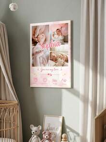 1 Stück personalisierter Foto- & Text-Leinwanddruck, personalisierte Leinwandkunst, individuelles Leinwandposter, Baby-Geburtsinformationen Leinwandmalerei, anpassbarer Name, anpassbarer Text, Kinderzimmer Wanddekoration, Wandbehang, Tischornament, Schreibtischdekoration, Babyparty Geschenk, Gender Reveal Party Geschenk, Taufe Geschenk, 1. Geburtstag Geschenk, Geburtstagsgeschenk, Baby Mädchen Geschenk - Stil 3 - Übersicht 4