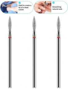 1/2/3/5/10pcs Professional Diamond Nail Drill Bit Set, Electric Nail File, Rotating Nail Grinding Head, Cuticle Cleaning, Manicure And Pedicure Tool Accessories - Red - View 9