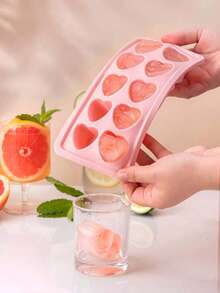SikeSike 1 pieza Molde de silicona con forma de corazón para cubitos de hielo - Molde de hielo con 10 cavidades en forma de corazón, adecuado para chocolate, pudín, gelatina y dulces | Molde manual flexible para refrigerador, accesorio de cocina, bandeja de hielo para refrigerador, fácil de soltar, reutilizable - Multicolor - Ver 10