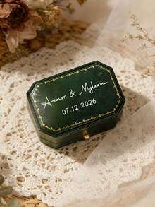 Caja de Anillo Personalizada, Caja de Anillo de Compromiso de Boda Personalizada, Regalo de Aniversario de Boda, Caja de Anillo con Inicial Personalizada - Multicolor - Ver 8