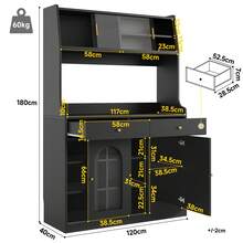 Kitchen,Cabinet(120*40*180cm),,Tall - Black - View 6