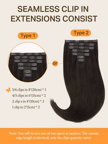 DOORES Extensiones de Cabello Humano Invisible sin Costuras 130g-150g 7 piezas Marrón Oscuro Virgen Liso Remy PU Piezas de Cabello Invisible con Clip Peinable - S2 - Ver 5