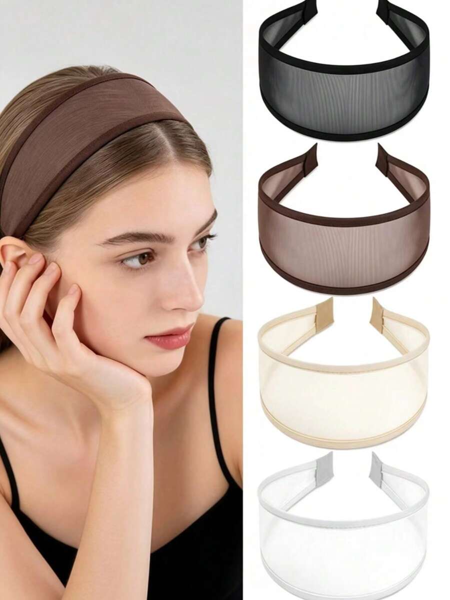 2/1PC Wide Edge Mesh Headband For Adult Women, Anti Slip Korean Version, Breathable High Skull Top Headband, Hair Accessories To Cover White Hair With - Multicolor - View 1