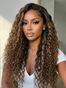 7x5 Bye Bye Slip™ Lace Closure Wig Gradient Brown Highlights Water Wave Style With Invisible Drawstring Breathable Pre-Styled Pre-Trimmed Pre-Bleached Pre-Plucked Glueless Wear Ready-To-Wear Fits All Head Sizes 100% Human Hair Dyeable Beginner Friendly Unice Wig - SNATURAL/30 - View 8