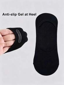 1/5/10 Pairs Men's Plus Size Anti-Slip Silicone Heel Grip Ultra Low-Cut Breathable Invisible Boat Socks, Suitable For Daily Wear Or Sports - Multicolor - View 2