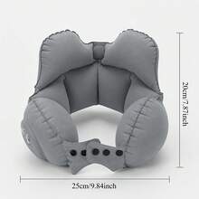 Portable Inflatable Travel Neck Pillow, Push-Button Press-Type Compression Blow Up Air Cushion, Comfortable Head & Neck Support For Airplane, Car, Long Flights, Road Trips, Office Nap, Camping, Compact Lightweight Travel Accessories - A - View 8