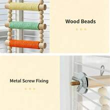 1pc Colorful Rope Braided Parrot Ladder Perch, Macaron Style Climbing Toy Bird Swing, Multi-Level Interactive Bird Cage Accessory, Suitable For Budgies And Parrots, All Seasons - View 7