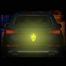1 Stück kreativer reflektierender Totenkopf-Autosticker - Nacht-Anti-Kollisions-Reflektor - verbessert die Sichtbarkeit auf der Straße - geeignet für Autos, Fahrräder, Roller, Lkw und Motorräder - A - Übersicht 2