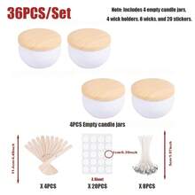 36pcs/Set Portable Candle Making Kit, Includes 4 Empty Candle Jars, 4 Wick Holders, 8 Wicks And 20 Stickers, Suitable For Craft Enthusiasts And Home Decor Lovers, Also An Excellent Gift Choice - W-36PCS/Set - View 4