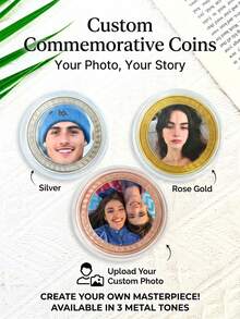 Customizable Photo Commemorative Coin, Suitable For Home Collection, Valentine's Day, Graduation Season, Holiday And Anniversary Gifts - Multicolor - View 2