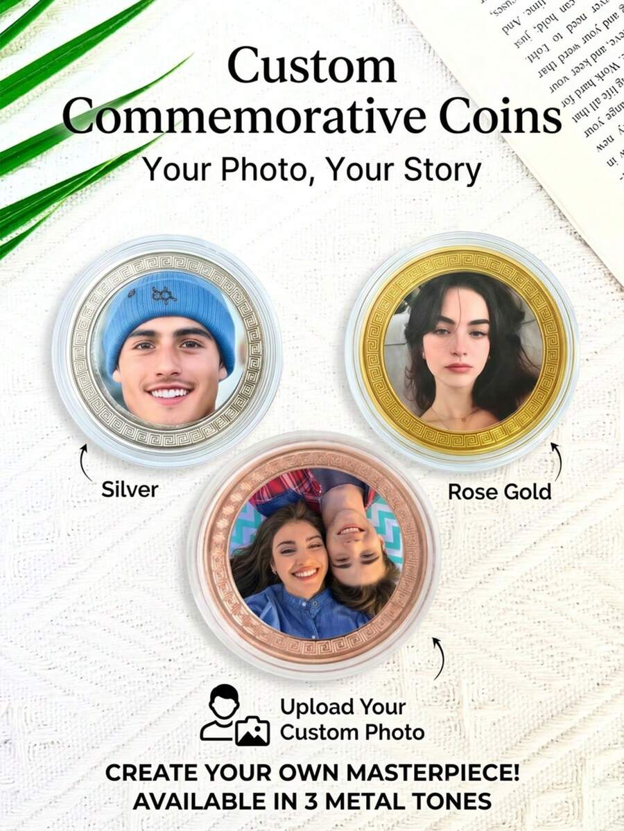 Customizable Photo Commemorative Coin, Suitable For Home Collection, Valentine's Day, Graduation Season, Holiday And Anniversary Gifts