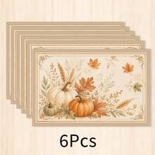 1pc Pumpkin Pattern Placemat, Breakfast Mat, Coffee Mat, Cup Mat, Bowl Mat, Home Kitchen Decor Accessory, Easy To Clean Placemat, Suitable For Home, Restaurant, Restaurant Decor, Holiday Gift, Gift For Friends, Multi-Piece Set - Multicolor - View 8
