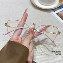 Women's Cat Eye Minimalist Fashion Plain Lens Glasses, Student Decorative Glasses, Suitable For Outfits, Can Be Used For Reading, Playing With Phone, Computer, Perfect As A Gift - Multicolor - View 10