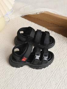 1 Pair Girls' Soft Sole Fashion Versatile Outdoor Non-Slip Flat Sandals, Toddler Beach Sandals - Black - View 6