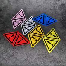 2pcs Triangle Stickers; Rhombus & Exclamation Mark Design - Colorful, Suitable For Motorcycles, Cars, Bicycles - High Adhesion Stickers; Helmet Stickers, Vehicle Visibility, Sign Style. - A - View 4