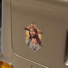 Calcomanía de vinilo transparente troquelada de la corona de espinas y la cruz de Jesucristo premium para ventanas de coche/camión. Resistente al agua y a la intemperie para portátiles. Regalo cristiano duradero y accesorios para automóviles, fácil de despegar y aplicar, sin residuos pegajosos. - A - Ver 6