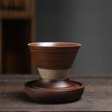 200ml Handmade Ceramic Pour-Over Coffee Cup Set | Integrated Cone-Shaped Filter And Cup Body Design | Reusable No-Filter Paper Brewing System | Rustic Stone Glaze With Wooden Tray | Suitable For Home, Office, Cafe, Camping, Travel, Tea And Coffee Lovers - Multicolor - View 19
