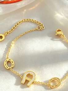 1 PC Simple Classic Letter Bracelet Stainless Steel Bracelet - Small Circle Bracelet - View 1