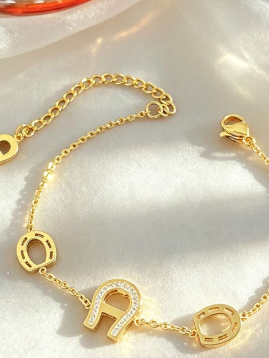 1 PC Simple Classic Letter Bracelet Stainless Steel Bracelet - Small Circle Bracelet - View 1