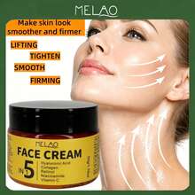 5 IN 1 Face Cream, MELAO Face Cream With Collagen, Retinol, Vitamin C, Niacinamide & Hyaluronic Acid Hydrating & Brightening, Evens Skin Tone, Reduces Dark Spots, For All Skin Types, 50g/1.76oz - Yellow - View 1