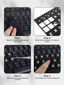 2/1pc Black Matte Reusable Paper Keyboard Stickers With White Letters, Suitable For Laptop, Computer And Desktop Keyboard - No Glue Needed, Laptop Stickers - View 7