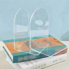 4pcs Clear Acrylic Bookends, Suitable For Bookshelves And Desktops, Used For Storing Home/Office Supplies And Books, Home Storage And Organization, Book Stand, Decorative Bookends - Clear - View 9