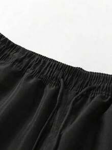 بنطال جوجر كارغو رجالي متعدد الجيوب بغطاء، مطبوع بشعار شبكة صغيرة، كاجوال للرياضات الخارجية، بأساور مطاطية، بنطال طويل أسود للخريف - الأسود - مشاهدة 3