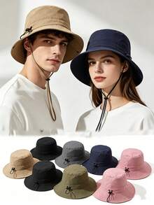 1pc Waterproof Bucket Hat, Foldable & Portable, Lightweight Quick Dry, Adjustable Brim Bucket Hat, Unstructured Solid Color Sun Hat, Outdoor Travel Gift - Fisherman's Hat - View 7