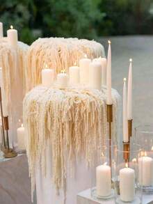 3pcs/1pc Beige Artificial Flowers, White Artificial Amaranth Wall Decor, Fluffy White Artificial Amaranth Long Stem Hanging Decor, Suitable For Home Wedding Party Decoration, Flower Wall, Arch, Holiday Party, Ceremony, Hotel, Home, Garden Decoration, Autumn Harvest Festival Tabletop Vase Decoration, Room Decoration, Halloween Decoration, Back To School, Autumn Decoration - Milky White - View 3