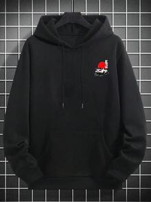 Street Japanese Racing Car Back Large Print Heavyweight Fleece Sweatshirt Men Outrun The Clock Text Oversize Casual Jacket - Black - View 5
