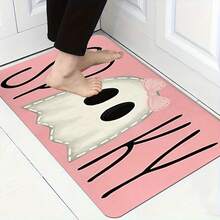 Halloween With Cute Pink Ghosts - Non-Slip Mat Suitable For Kitchen, Porch, Balcony - Machine Washable Soft Adhesive Backing, Polyester - Spooky For S & - Multicolor - View 3