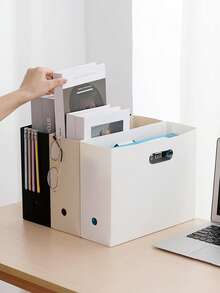 Vertical File Organizer, Multiple Colors Available, Foldable Thickened Waterproof Paper Document Storage Box With Handle, Space-Saving A4 Magazine Rack, Suitable For Office Desk, Student Study, Home - Multicolor - View 1