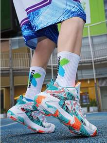 Men's Basketball Shoes Lightweight Sports Shoes Training Shoes Women's Unisex Breathable Sports Outdoor Unisex High-Quality Sports Shoes Random Print Pattern - White Moon - View 6